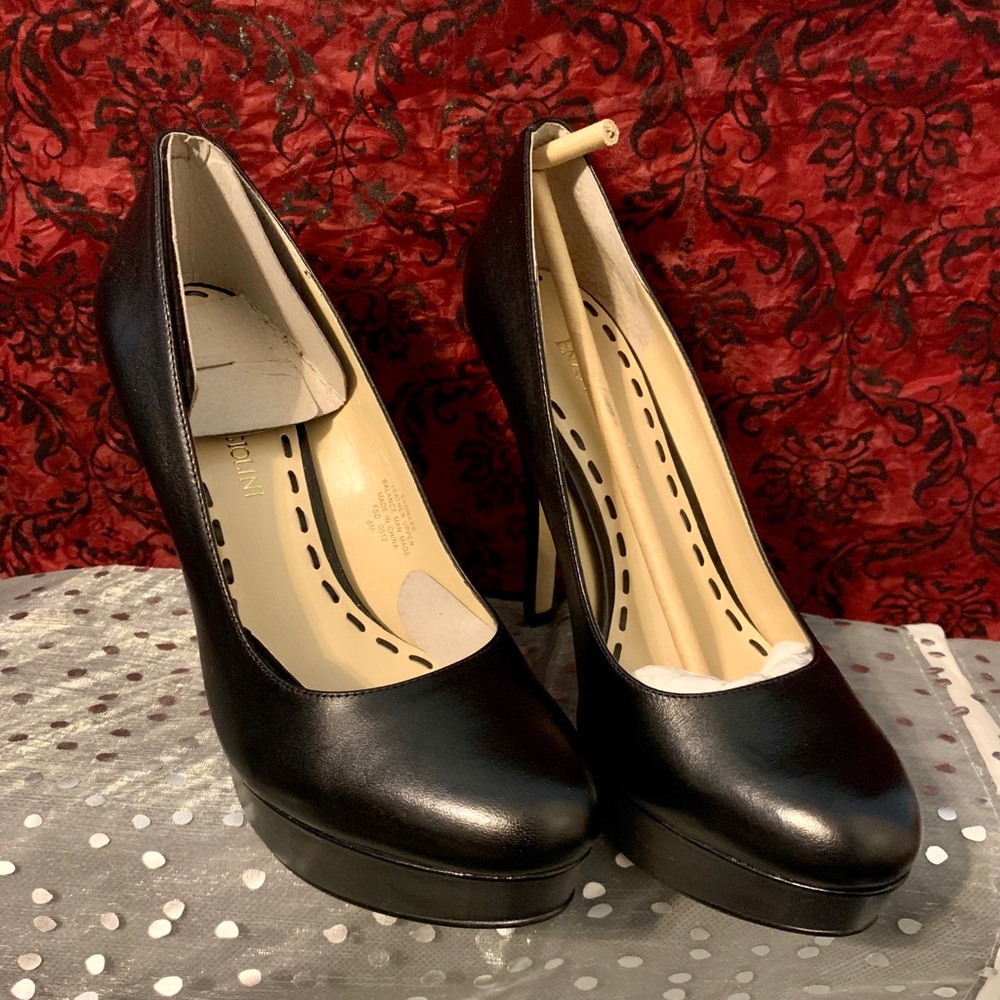 Enzo Angiolini black leather platform pumps size 8 - Picture 3 of 7
